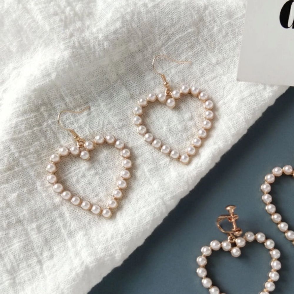 5/$25 HEART PEARL FAUX EARRINGS - Picture 5 of 13